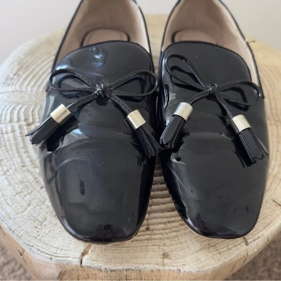 Zara Moccasin Black Patent Loafers with Tassels 7.5 US/38 EU - Picture 8 of 12